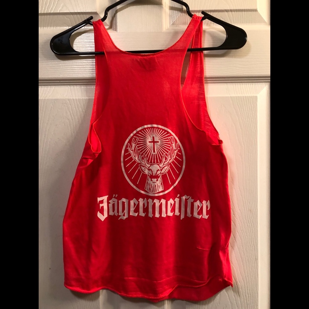 Jaegermeister bright orange tank top